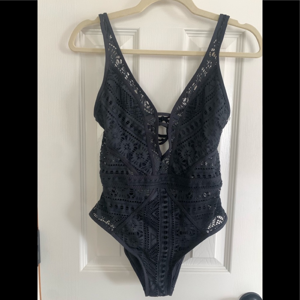 BECCA one piece black crochet